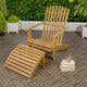 2-Piece Traditional Rustic Acacia Wood Adirondack Chair, Detachable Ottoman