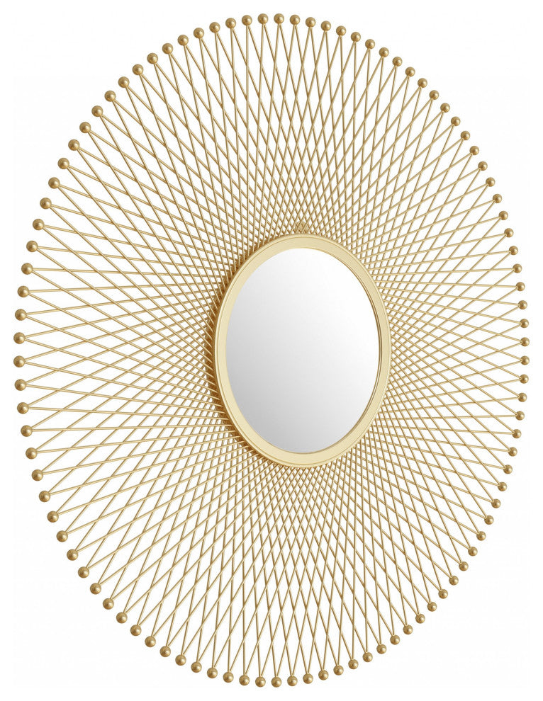 Gold Lattice Round Mirror