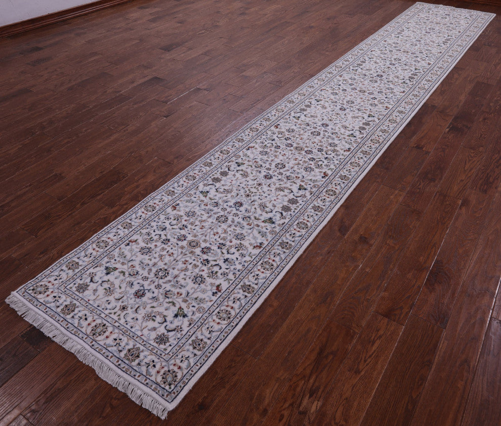 Runner Persian Nain Handmade Wool & Silk Rug 2' 9" X 16' 4" - Q14759