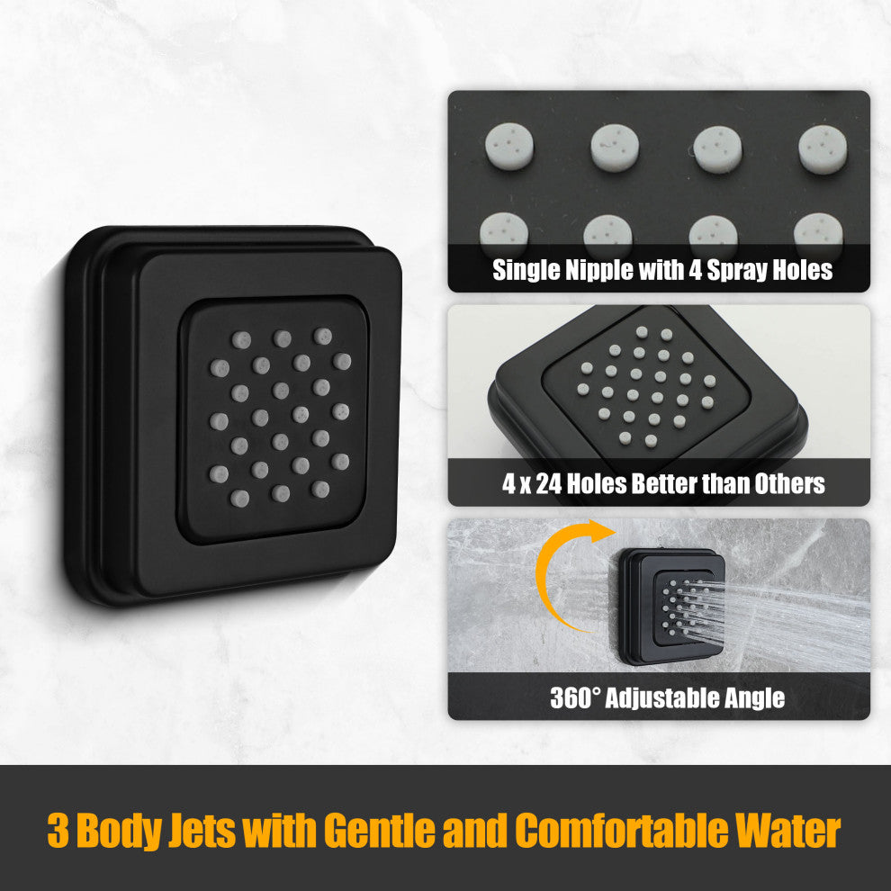 Multifunctional concealed large overhead spray luxury shower, Matte Black