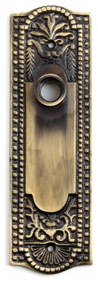 Door Back Plate Antique Brass Beaded Without Keyhole 7 1/4" H Pack of 2
