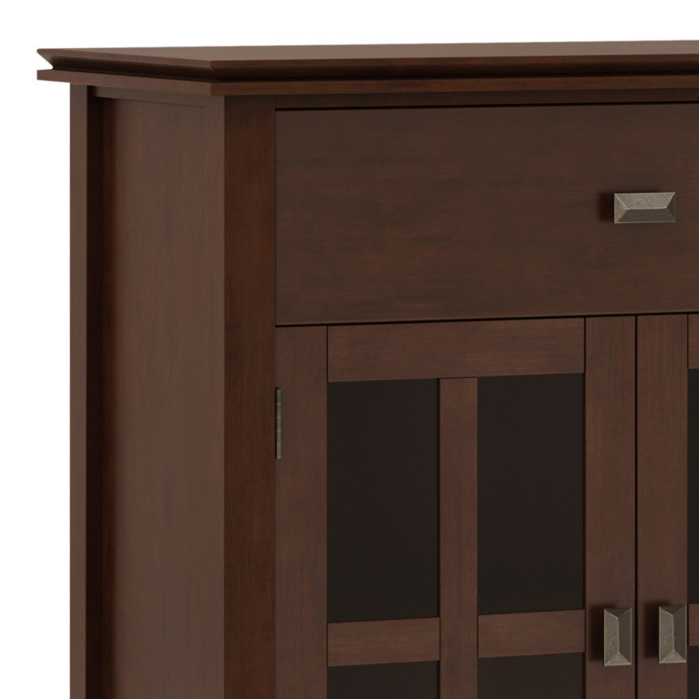 Artisan Solid Wood Large 4 Door Sideboard Buffet, Russet Brown