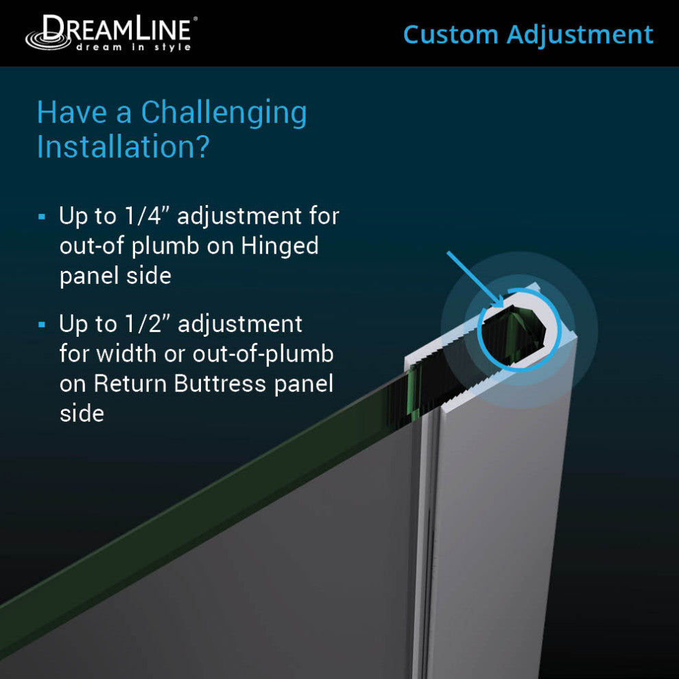 Dreamline Unidoor-X 60"x36.375"x72" Hinged Shower Enclosure