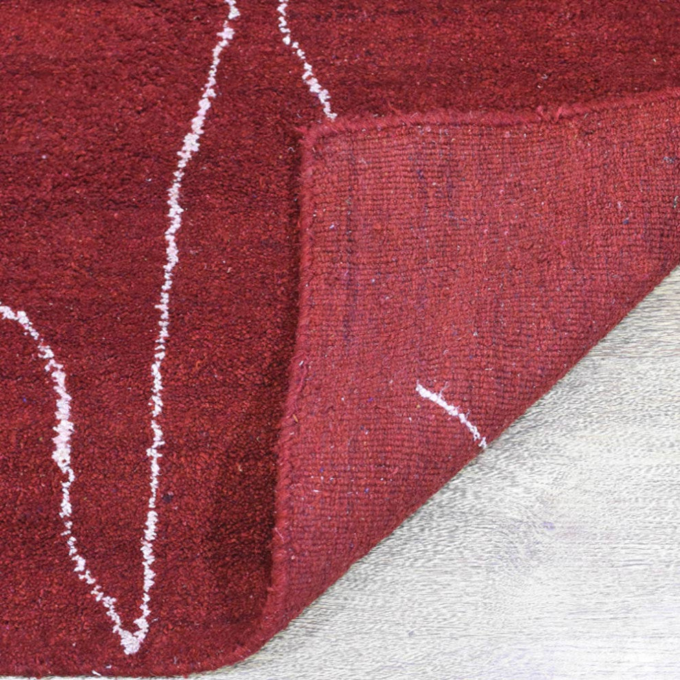 HAND KNOTTED LOOM SILK ECO-FRIENDLY RUGS-8'x10',Rectangle,Red White,Contemporary