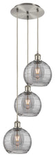 Ballston-Athens Deco Swirl 3-Light 15" Cord Pendant, Satin Nickel, Light Smoke