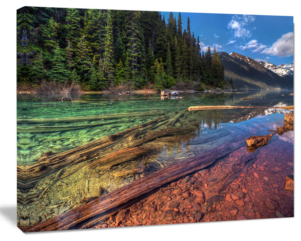 Beautiful View of Mountain Lake, Landscape Canvas Art Print, 60"x28"