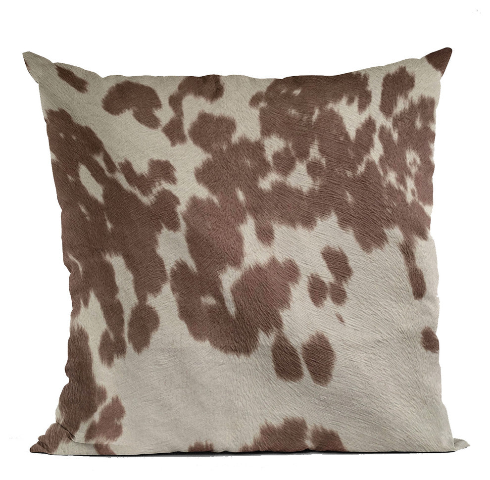 Plutus Brown Cowhide Animal Luxury Throw Pillow, 20"x30"