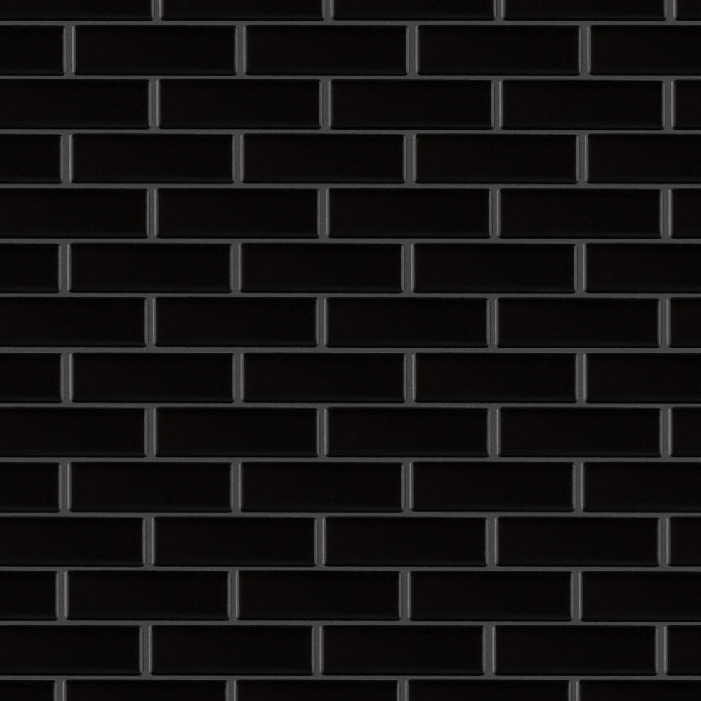 Metro Brick Subway Matte Black Porcelain Floor and Wall Tile