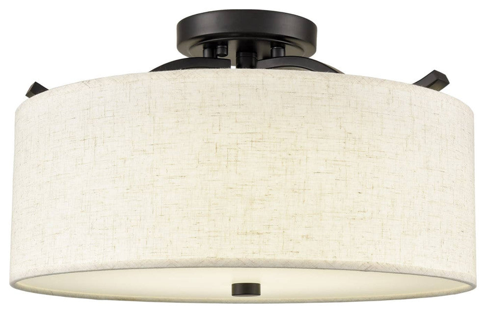Black Fabric Drum Ceiling Light Dimmable