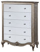Benzara BM251275 Chest With Mirror Front and Molded Trim, Antique Silver