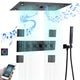 Thermostatic Recessed Ceiling Mount Led Rainfall Shower System, C Matte Black