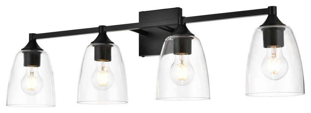 4 Light Black And Clear Bath Sconce