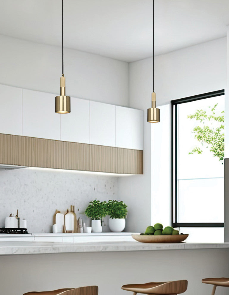 Rhoswen 1-Light Pendant, Frosted Diffuser, Aged Brass