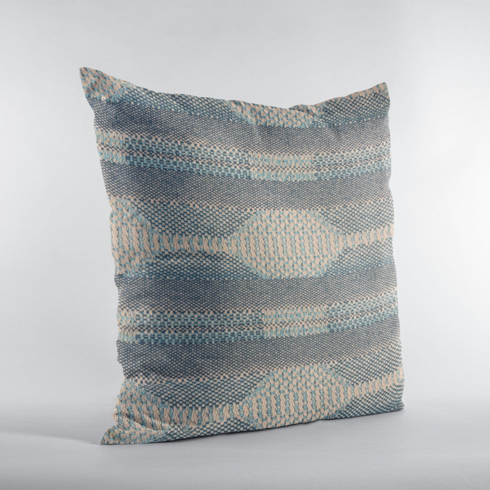 Plutus Blue Lake Stripe Luxury Throw Pillow, 16"x16"