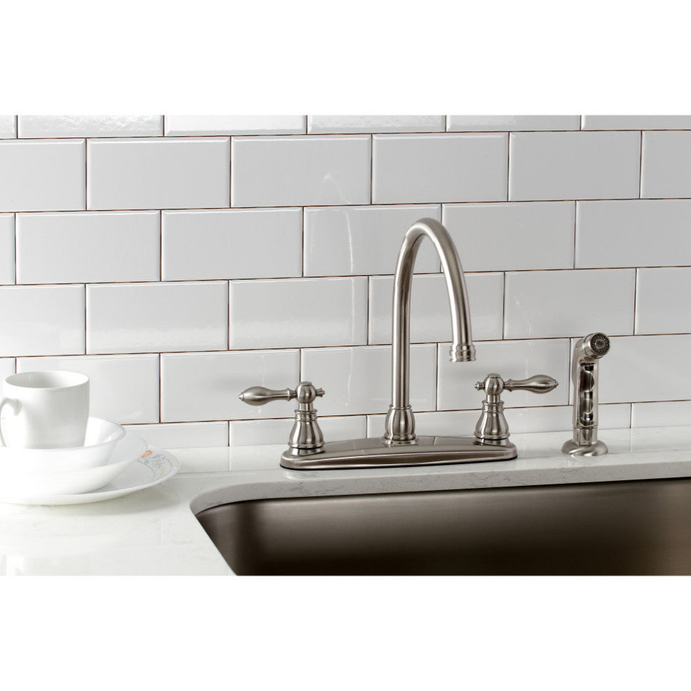 KB728ACLSP Centerset Kitchen Faucet With Side Sprayer, Brushed Nickel