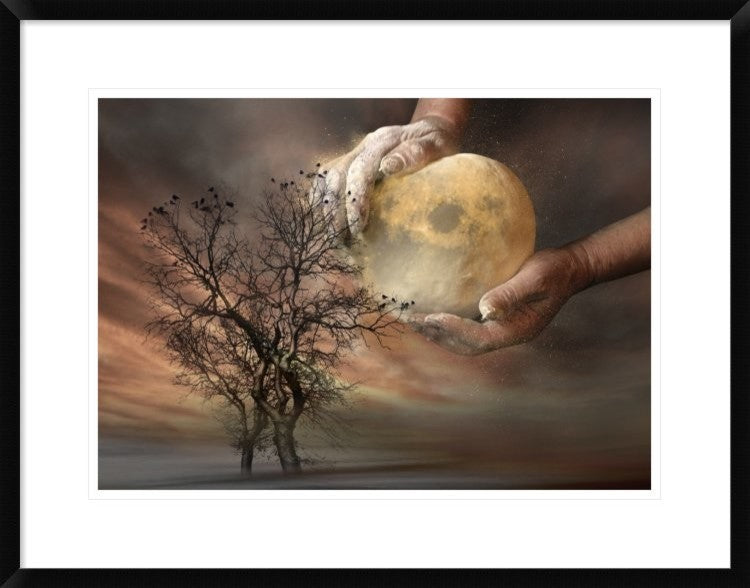 "Placing the Moon" Framed Digital Print by Elisaveta Jordanova, 30x23"