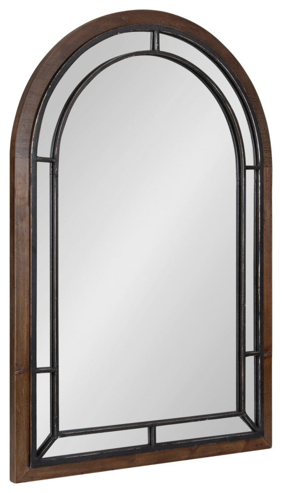 Audubon Framed Arch Mirror, Rustic Brown 24x36