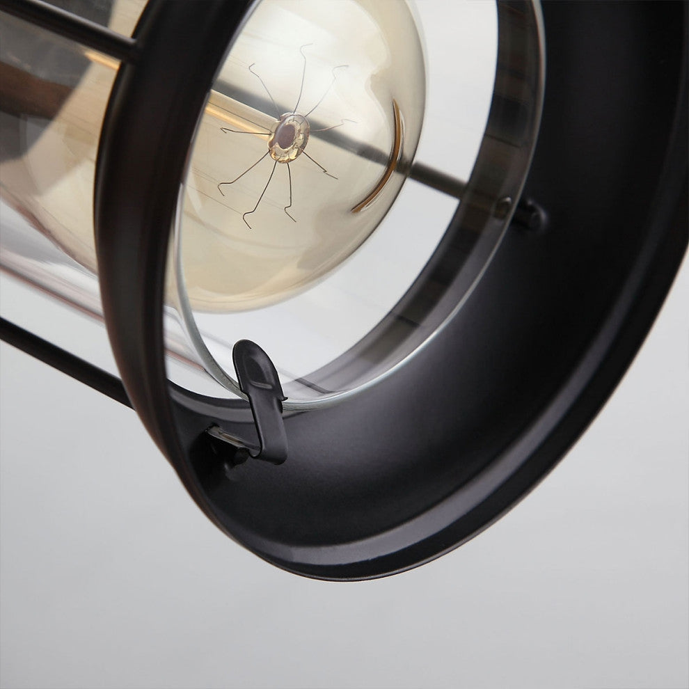 Industrial Cottage Style Clear Glass Lantern 1-Light Wall Light & Wood Backplate