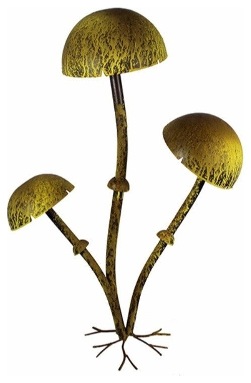 Metallic Mushroom decor, Yellow