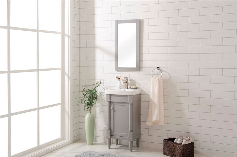 Legion Furniture Evarly Single-Sink Vanity, Gray, 18"