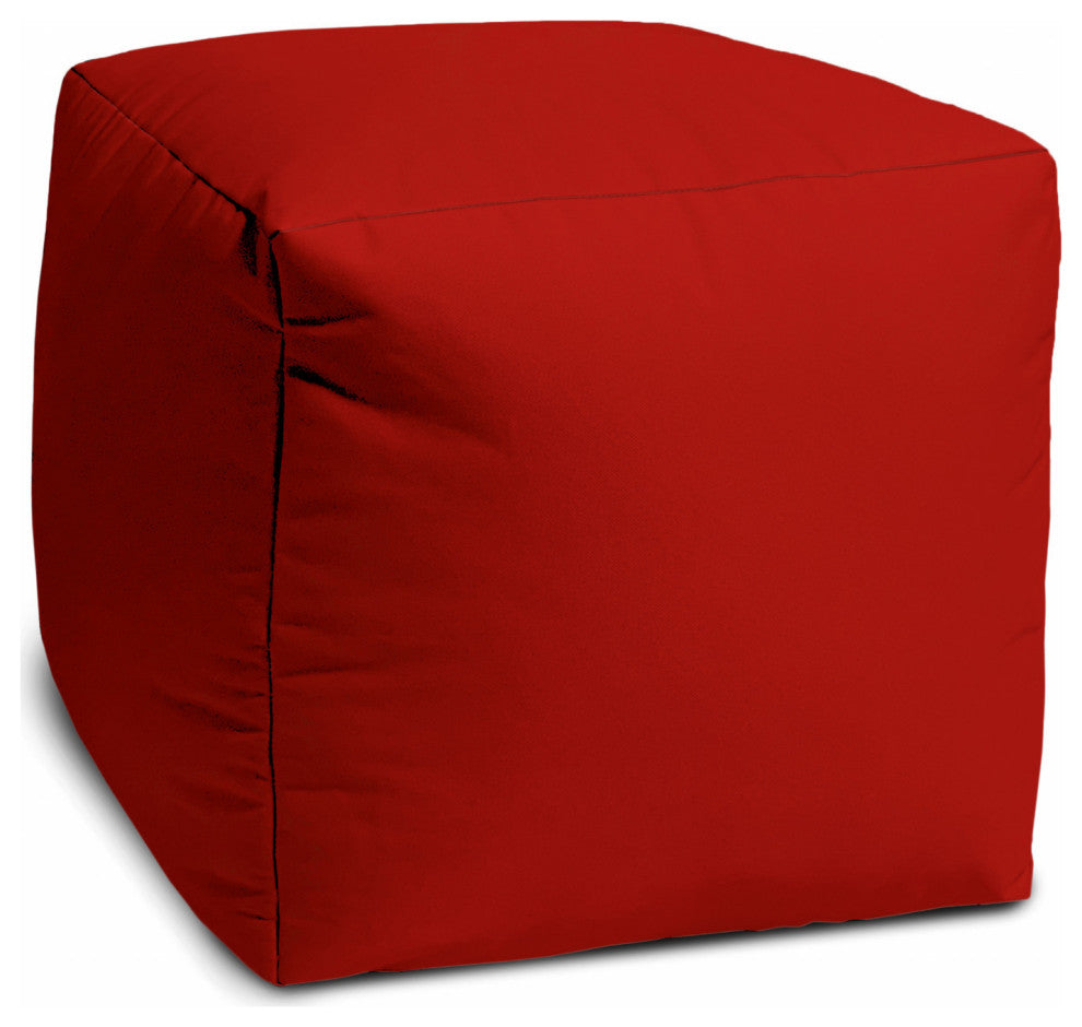 17  Cool Primary Red Solid Color Indoor Outdoor Pouf Cover