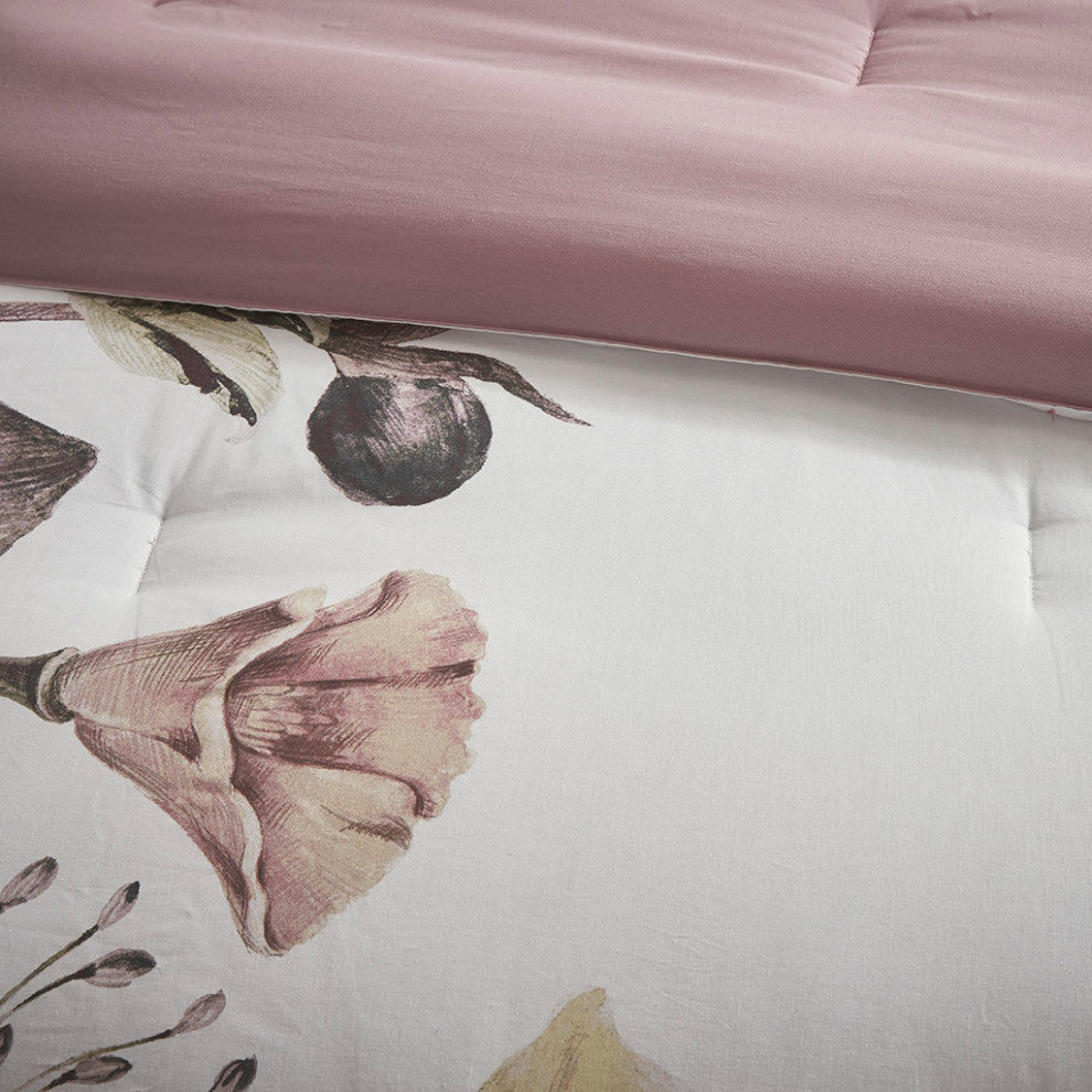 Madison Park Cassandra 8 Piece Cotton Printed Comforter Set in Blush