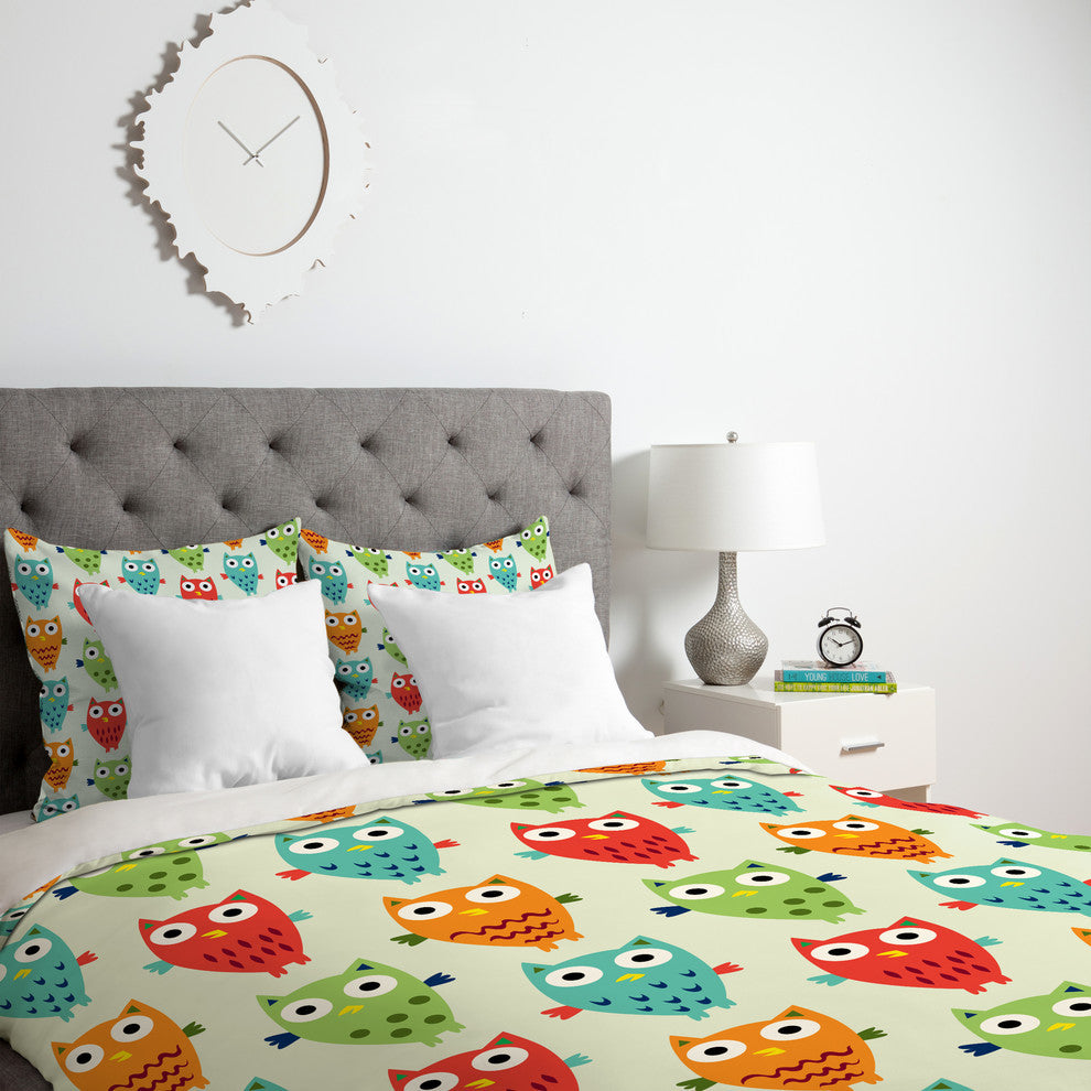 Deny Designs Andi Bird Owl Fun Duvet Cover - Lightweight