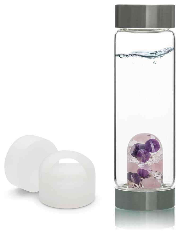 Water Bottle, VitaJuwel ViA Gemwater Bottle, White Loop Caps, Wellness