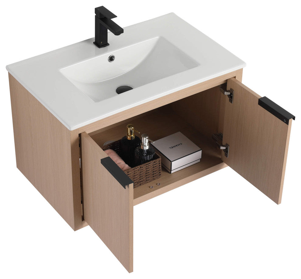 Fine Fixtures Kingsford Vanity Sink Included, White Oak, 30", Doors
