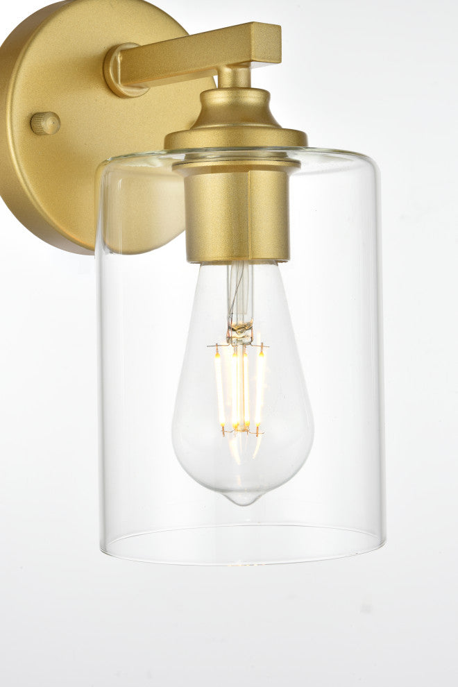 1 Light Brass And Clear Bath Sconce