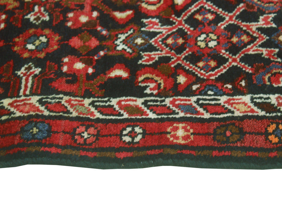 Fine Vintage Distressed Javier Red/Charcoal Runner, 2'9 x 7'9