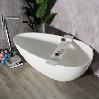 59 inch Artificial Stone Solid Surface Freestanding Bathtub in White