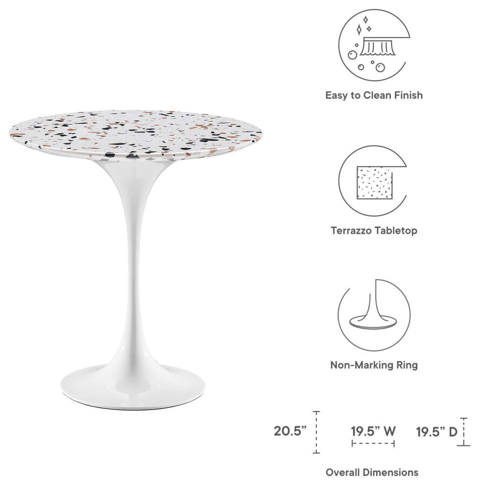 Sofa Side Table, Round, White, Wood, Metal, Modern, Lounge Cafe Hospitality