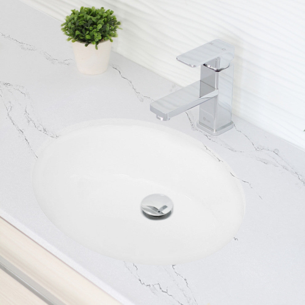STYLISH 19" Oval Undermount Ceramic Bathroom Sink With 2 Overflow Finishes