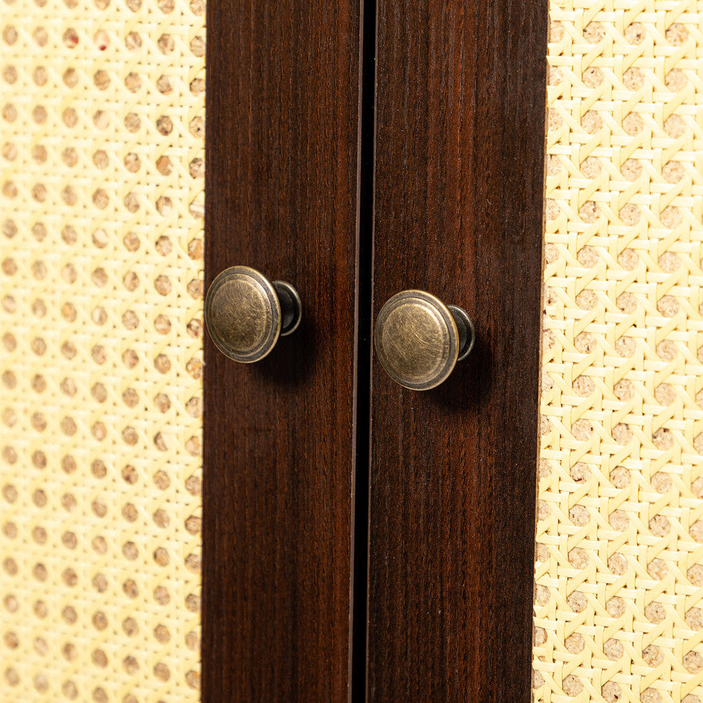 Wood Double Door Accent Cabinet with Interior Shelves , Espresso, 26'' X 15''