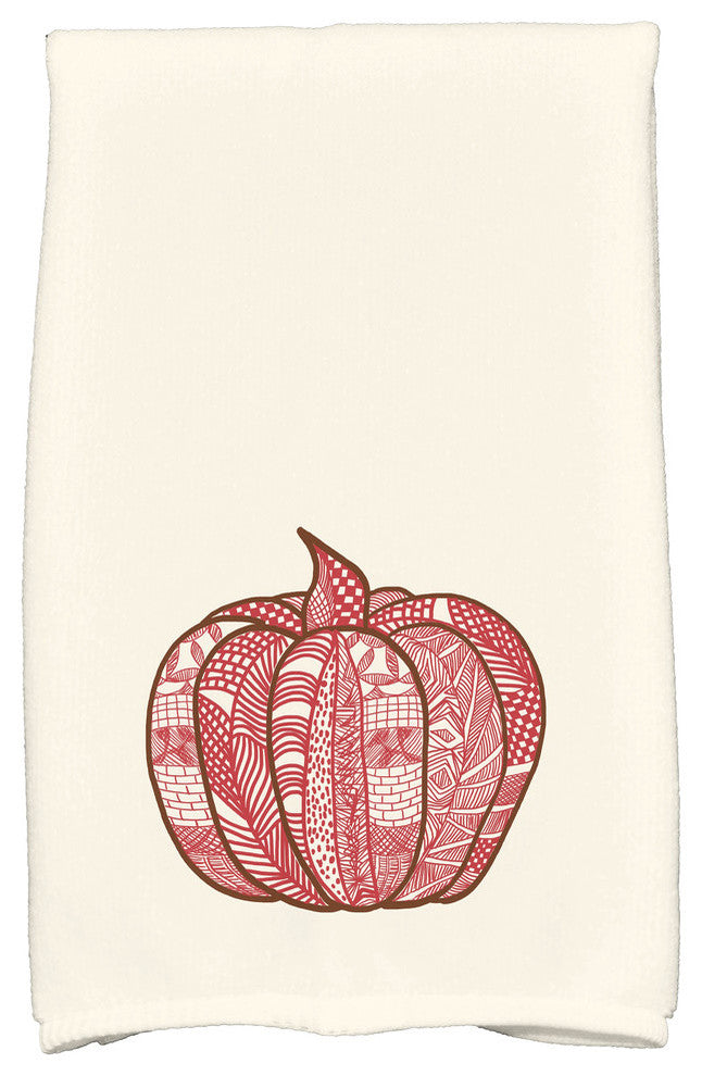 Pumpkin Patch Holiday Geometric Print Kitchen Towel, Red