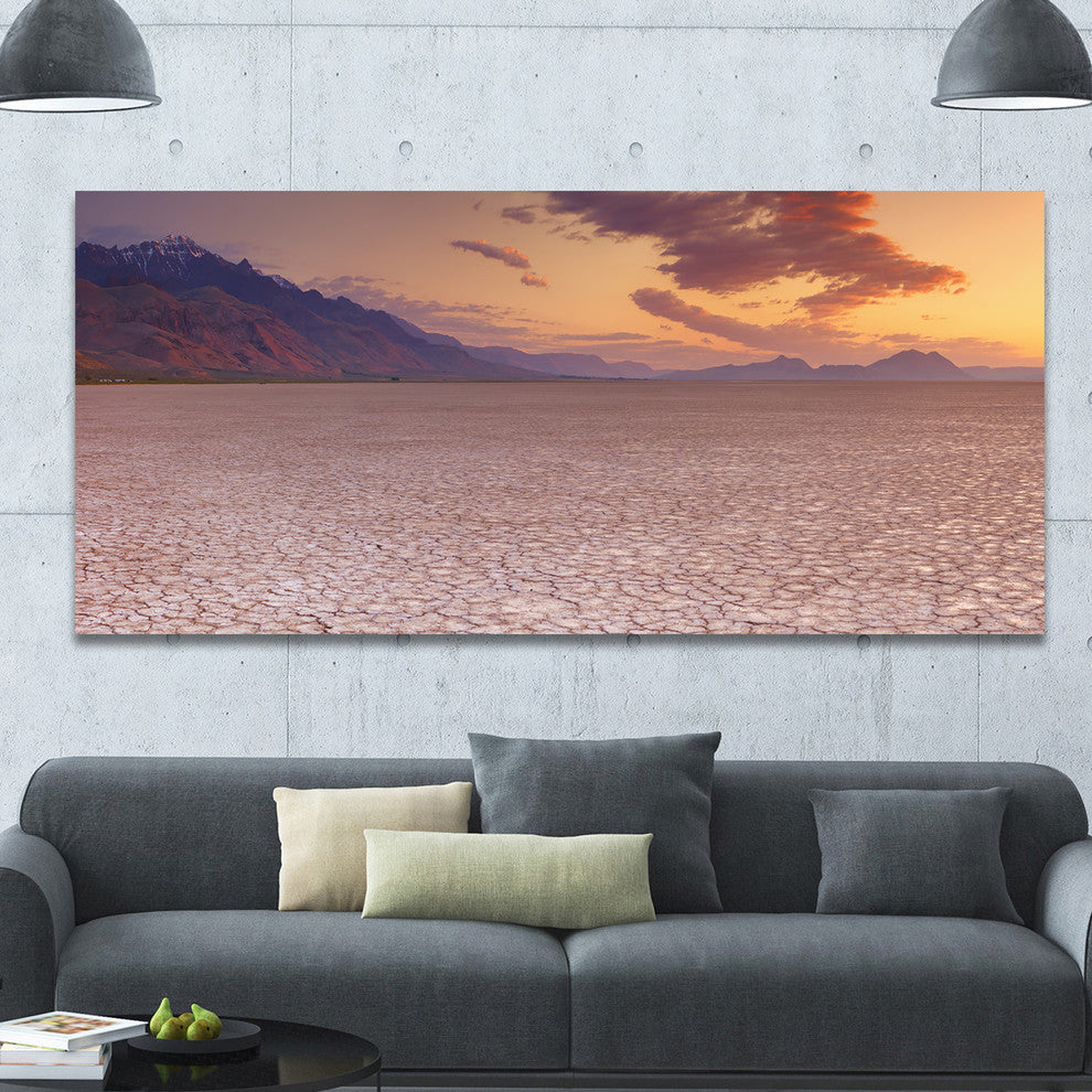 Cracked Earth in Alvord Desert, Landscape Canvas Art Print, 60"x28"