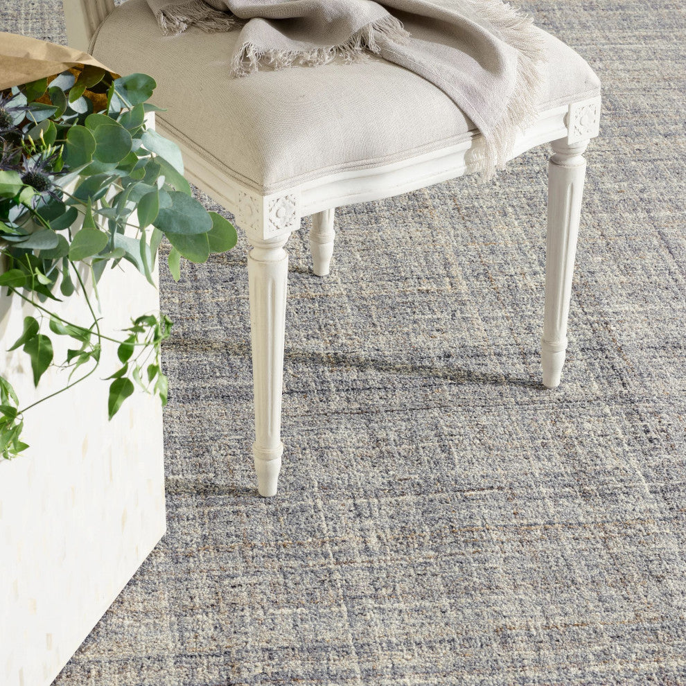 Dash & Albert Harris Blue/Brown Hand Micro Hooked Wool Rug, Blue, 6' x 9'