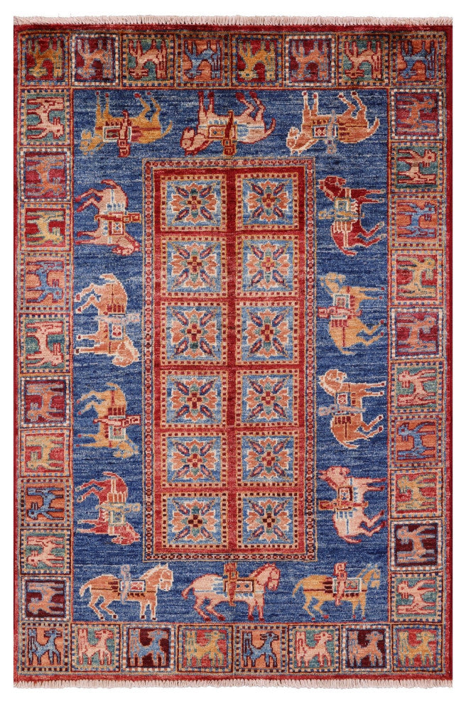2' 10" X 4' 1" Antiqued Pazyryk Historical Design Handmade Rug Q10884