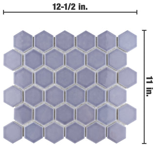 Hudson Due 2" Hex Lavendar Porcelain Floor and Wall Tile