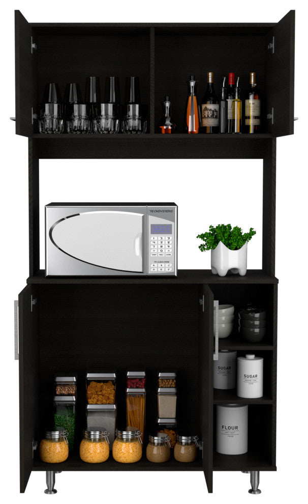 Colorado Multipurpose Pantry Cabinet with Open Counter & Three Open Shelves