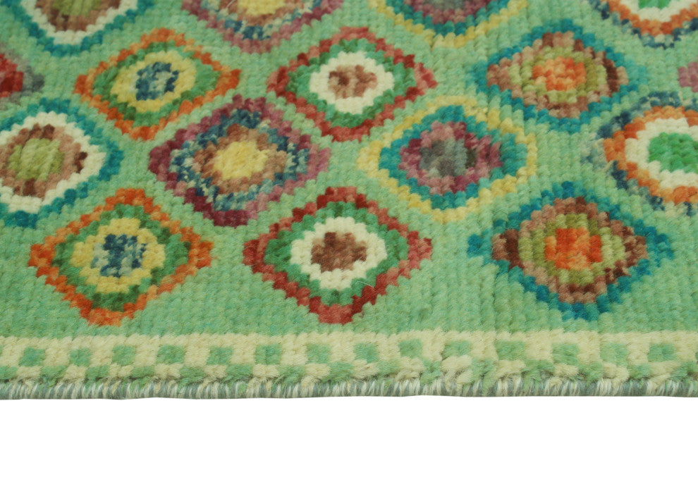 Balochi Areez Green/Ivory Rug, 3'4 x 4'9
