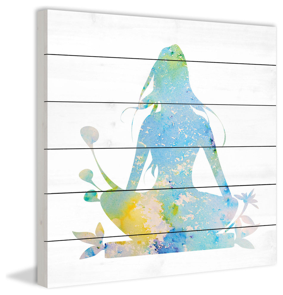 "Blue Meditation" Painting Print on White Wood