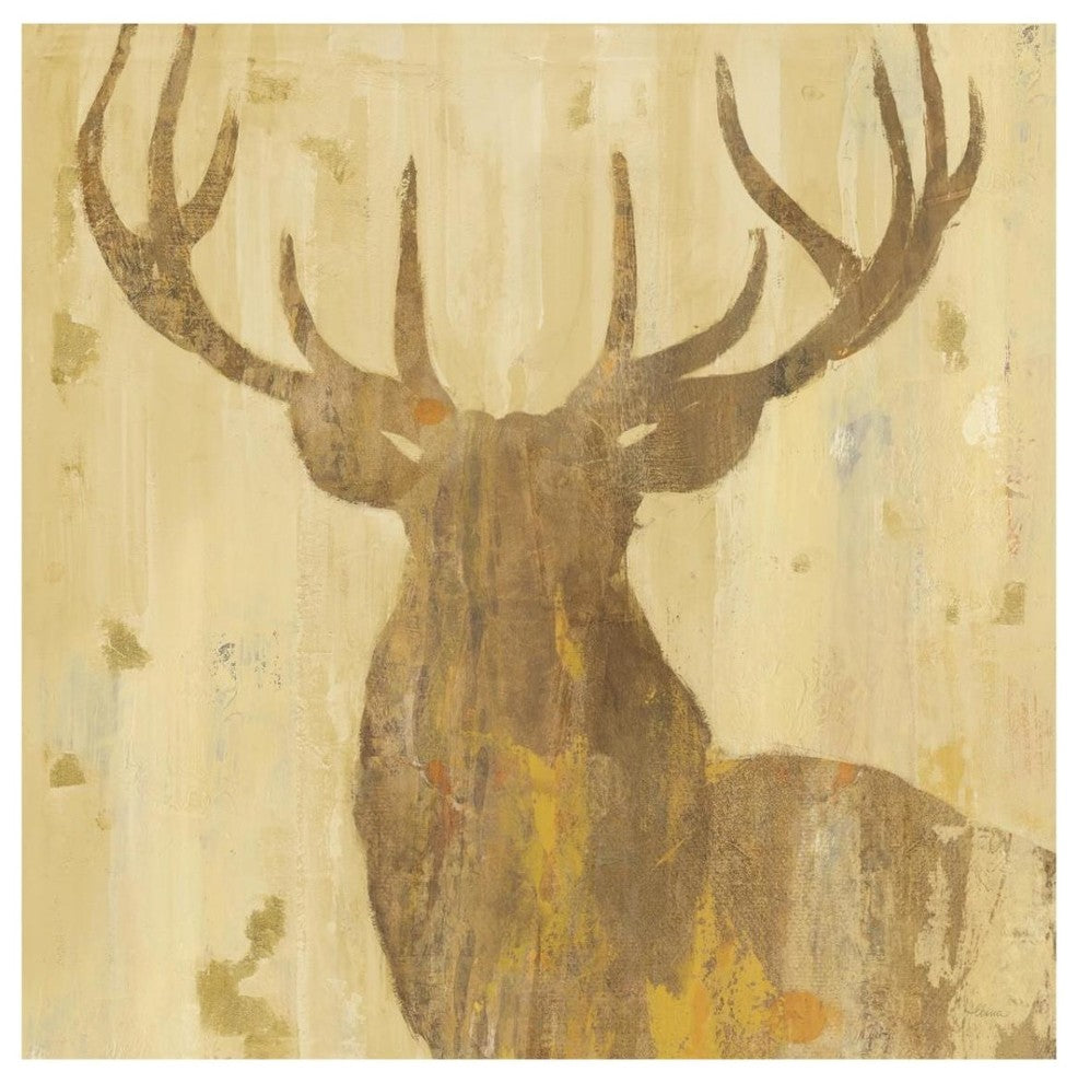 "Golden Antlers III" Digital Paper Print by Albena Hristova, 32"x32"