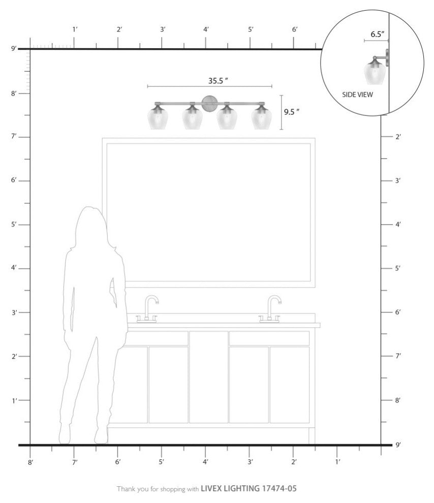 Willow 4 Light Polished Chrome Vanity Sconce