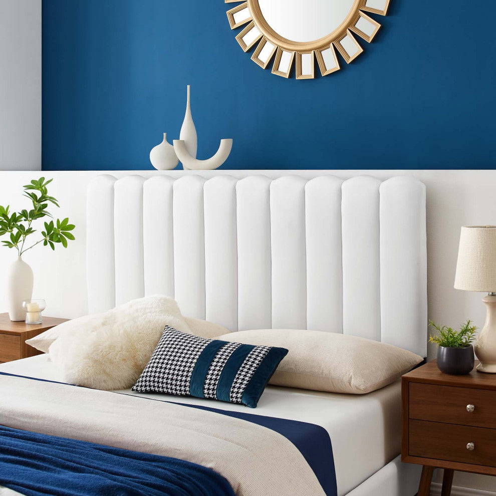 Headboard, Twin Size, Velvet, White, Modern Contemporary, Bedroom Master Suite