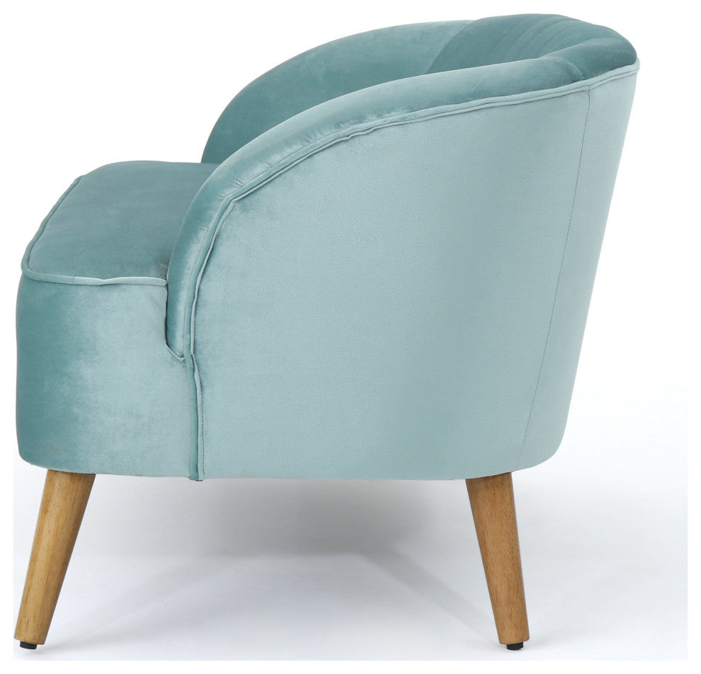 GDF Studio 3-Piece Scarlett Modern New Velvet Loveseat Club Chair Set, Seafoam B