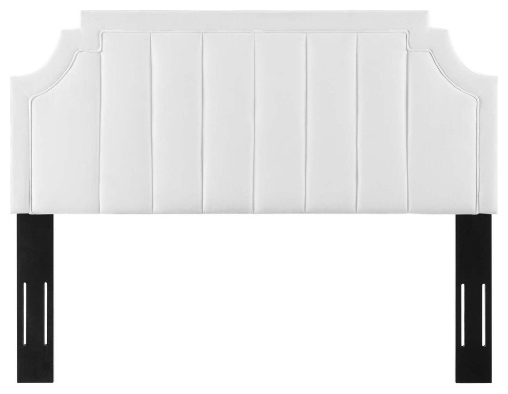 Tufted Headboard, King Size, Velvet, White, Modern Contemporary, Bedroom Master
