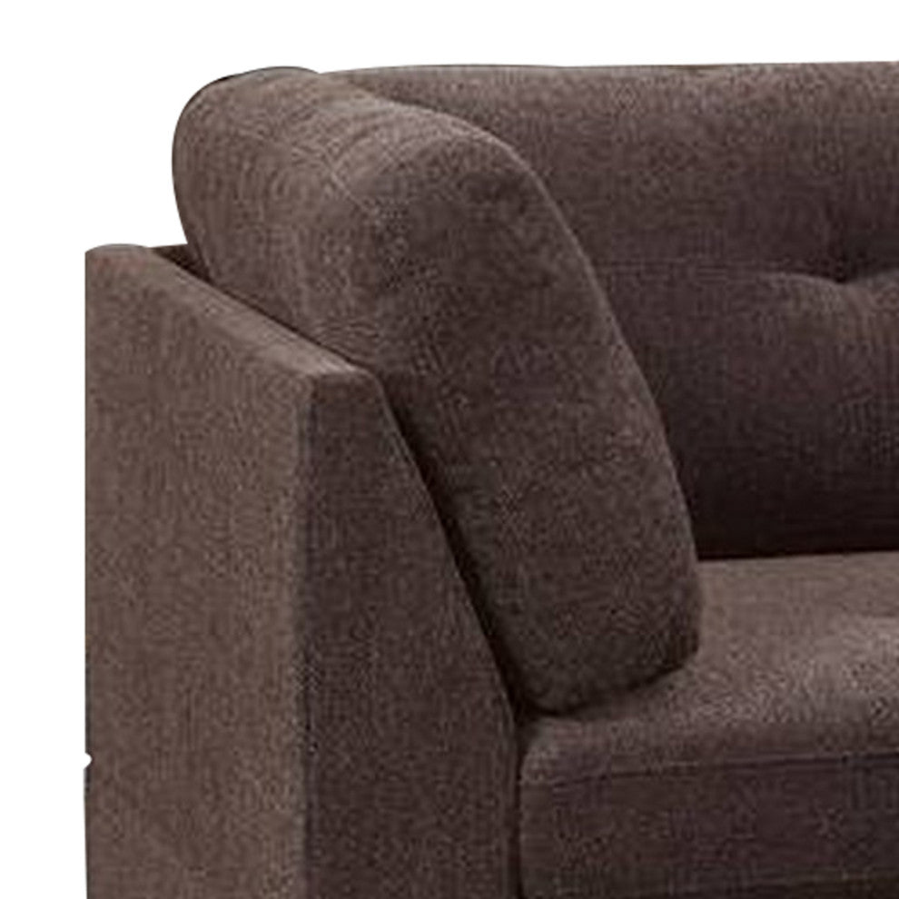 Benzara BM268879 3 Piece Sectional Sofa, Ottoman/Tufted Details, Dark Brown