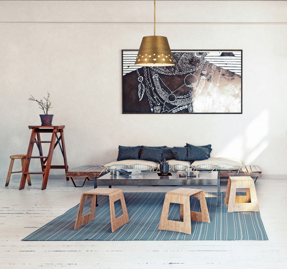Zlite 6014-18RB 1-Light Chandelier, Rubbed Brass